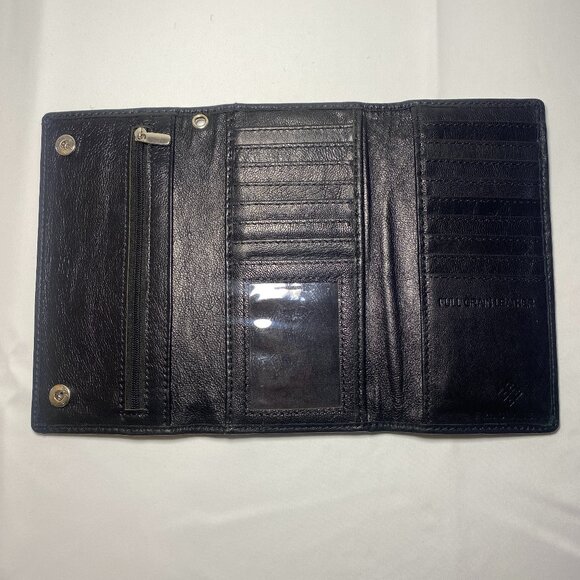 F&L Classic Black Tri-Fold Full Grain Leather Wallet RFID Zipper Snaps New NoBox - Picture 1 of 9